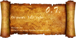 Oravan Tünde névjegykártya